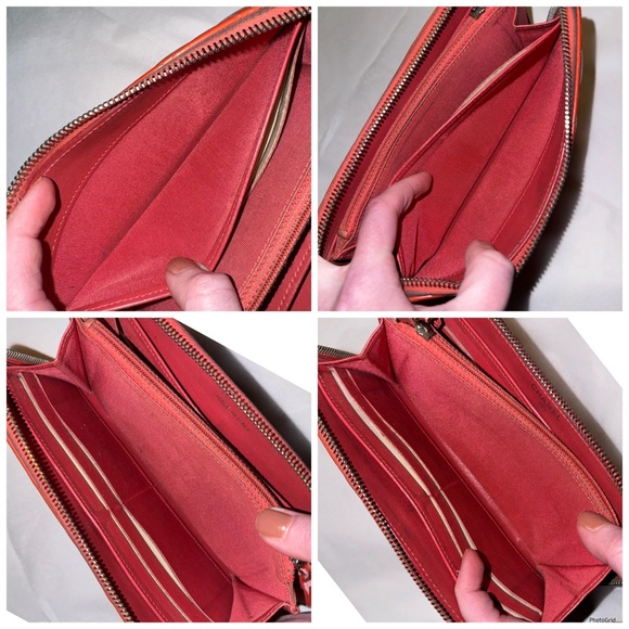AUTHENTIC CHANEL Coral Orange Matelasse Patent Interlocking C CC Quilted Wallet - Picture 13 of 16